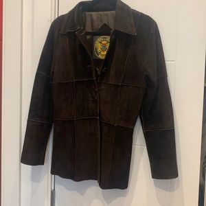 Suede coat, real leather